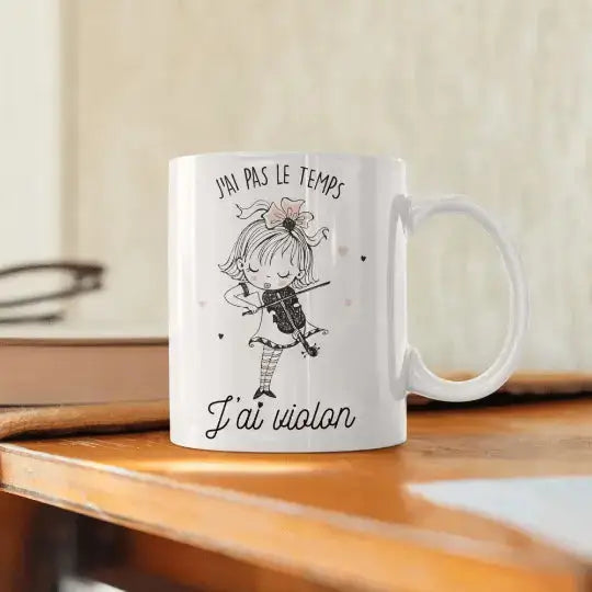 Mug céramique - J’ai pas le temps j’ai violon - Blanc - Mugs