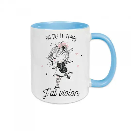 Mug céramique - J’ai pas le temps j’ai violon - Bleu - Mugs
