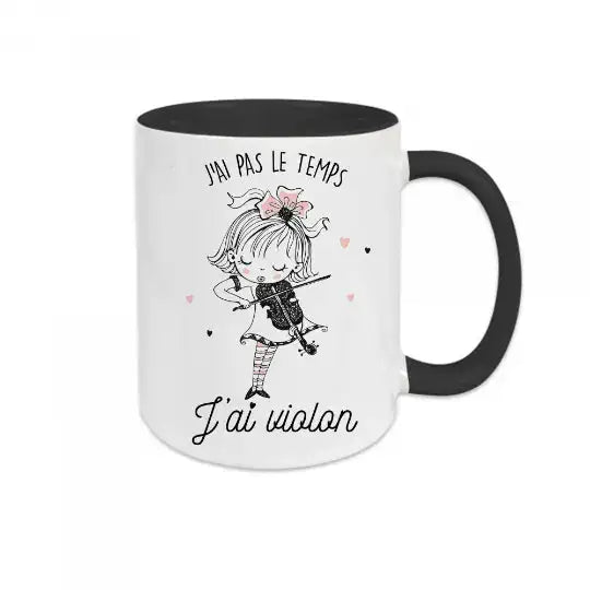 Mug céramique - J’ai pas le temps j’ai violon - Noir - Mugs