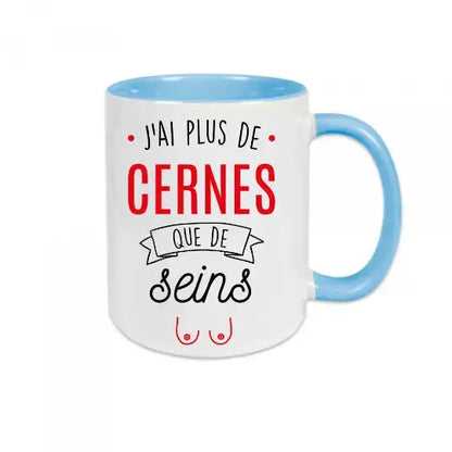 Mug céramique - J’ai plus de cernes que de seins - Bleu - Mugs