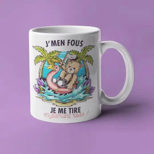 Mug céramique - Je me tire en flamant rose - Blanc - Mugs