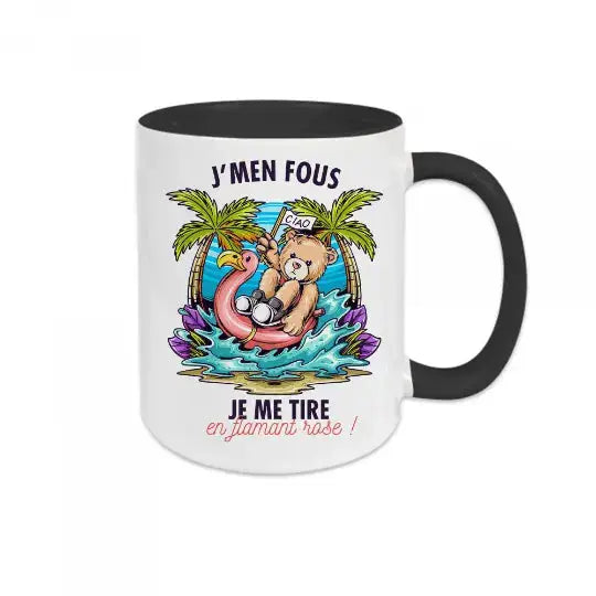 Mug céramique - Je me tire en flamant rose - Noir - Mugs
