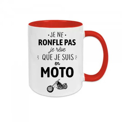 Mug céramique - Je ne ronfle pas je rêve que je suis en moto - Rouge - Mugs