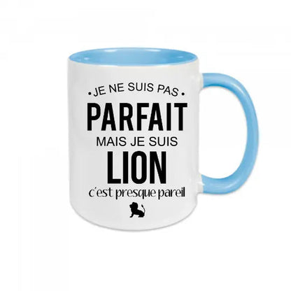 Mug céramique - Je ne suis pas parfait mais je suis lion c’est presque pareil - Bleu - Mugs