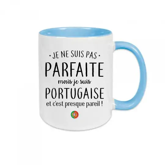Mug céramique - Je ne suis pas parfaite mais je suis portugaise - Bleu - Mugs