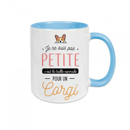 Mug céramique - Je ne suis pas petite c’est la taille normale pour un corgi - Bleu - Mugs