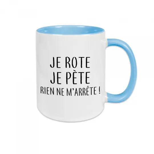 Mug céramique - Je rote je pète rien de m’arrête - Bleu - Mugs