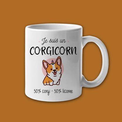 Mug céramique Je suis un corgicorn Encre et Créations