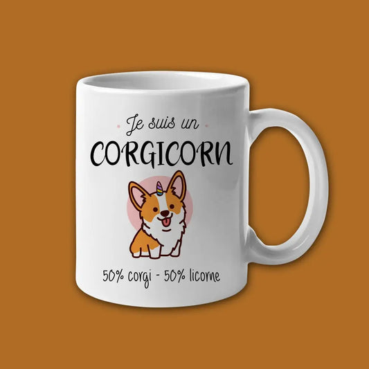 Mug céramique Je suis un corgicorn Encre et Créations