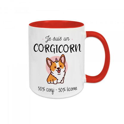 Mug céramique - Je suis un corgicorn - Rouge - Mugs