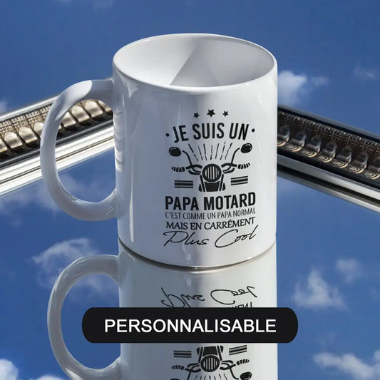 Mug céramique Je suis un papa motard personnalisable