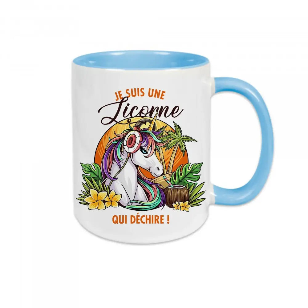 Mug céramique - Je suis une licorne qui déchire - Bleu - Mugs