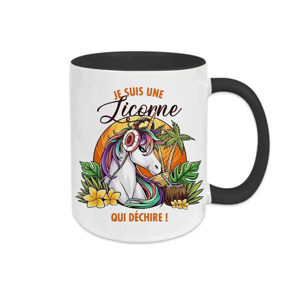 Mug céramique - Je suis une licorne qui déchire - Noir - Mugs