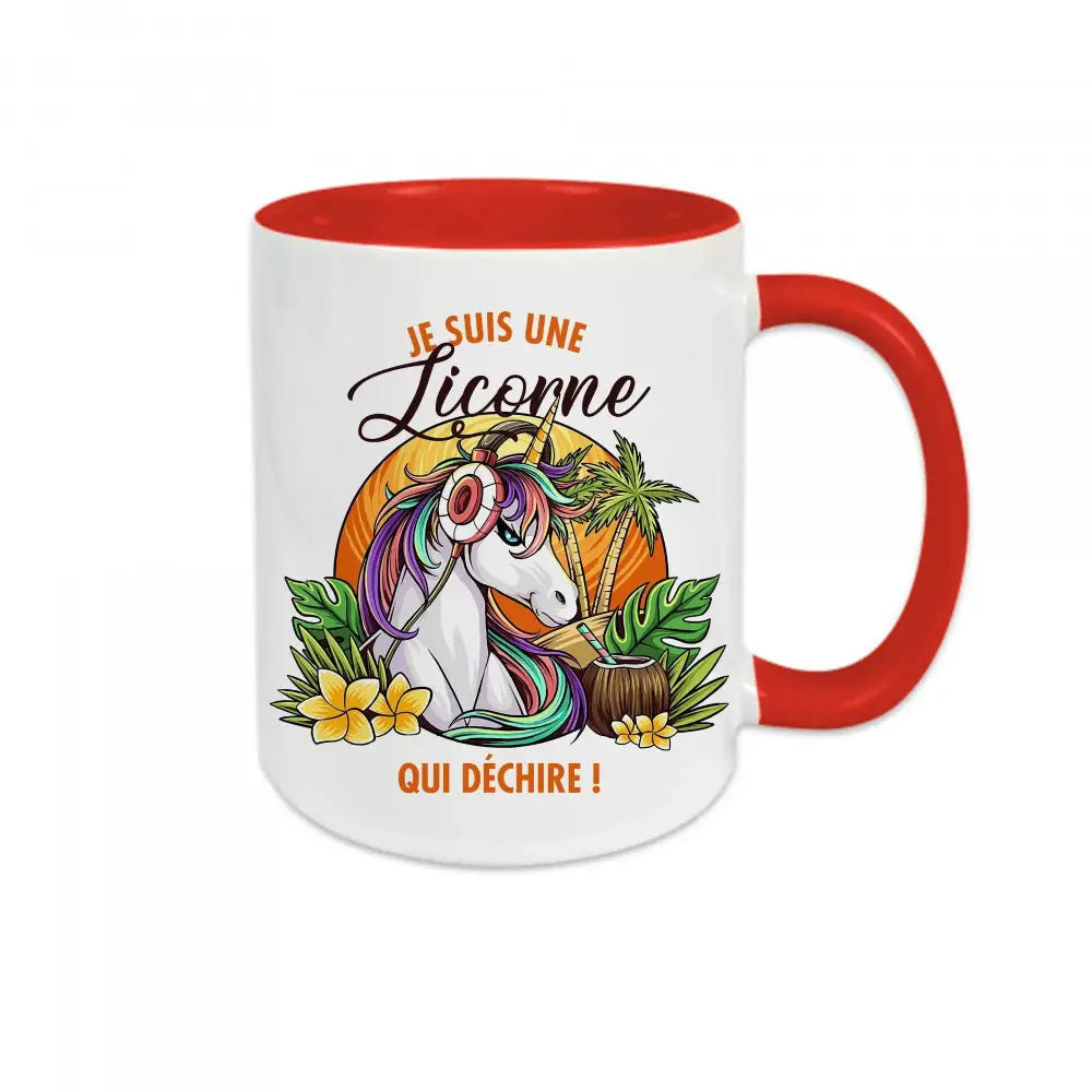 Mug céramique - Je suis une licorne qui déchire - Rouge - Mugs