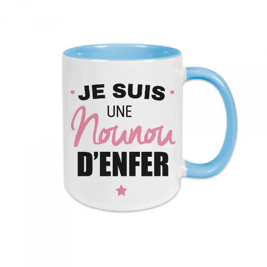 Mug céramique - Je suis une nounou d’enfer - Bleu - Mugs