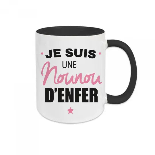Mug céramique - Je suis une nounou d’enfer - Noir - Mugs