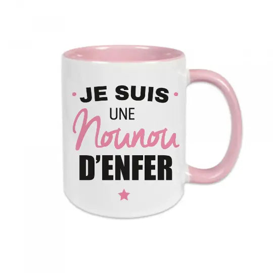 Mug céramique - Je suis une nounou d’enfer - Rose - Mugs