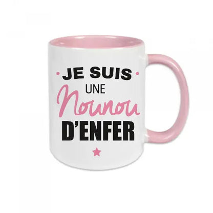 Mug céramique - Je suis une nounou d’enfer - Rose - Mugs