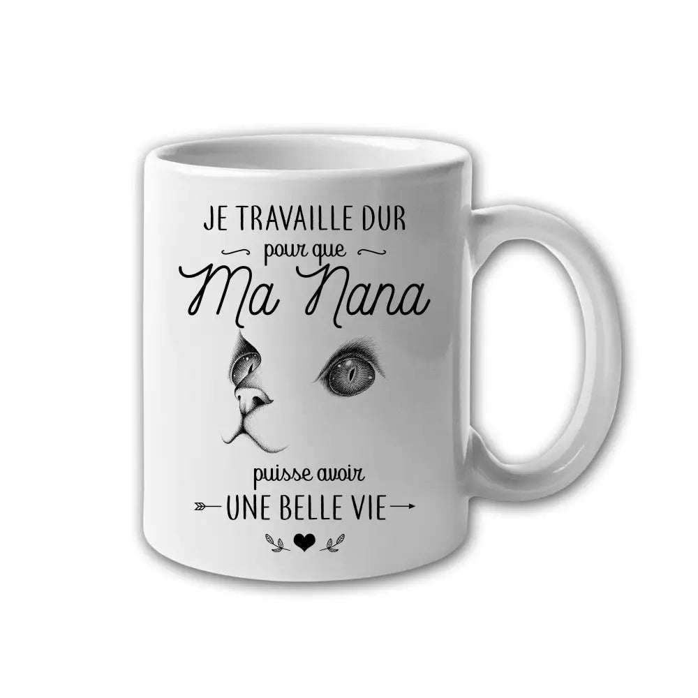 Mug céramique Je travaille dur personnalisable
