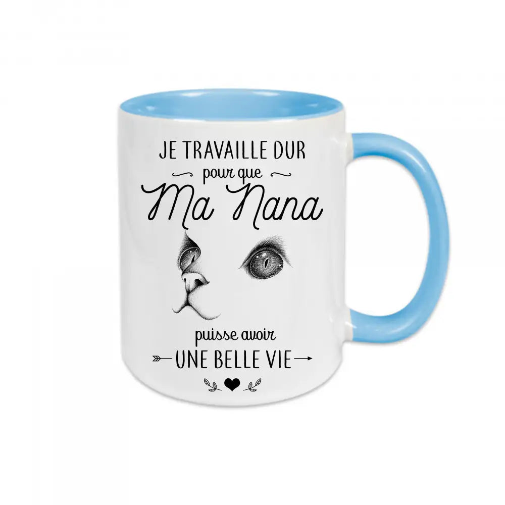 Mug céramique Je travaille dur personnalisable