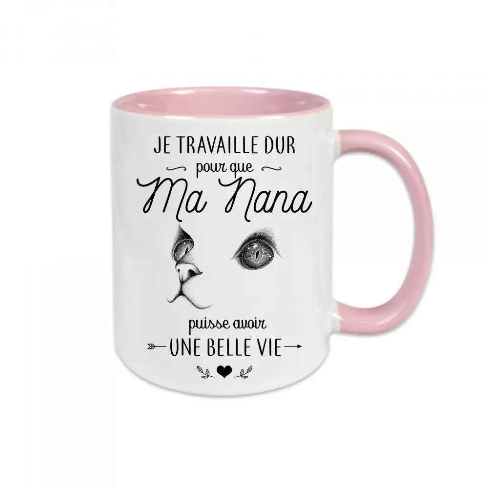 Mug céramique Je travaille dur personnalisable
