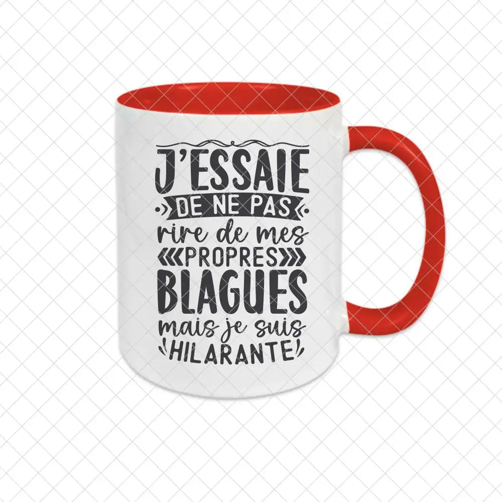 Mug céramique J'essaie de ne pas rire à mes propres blagues Encre et Créations