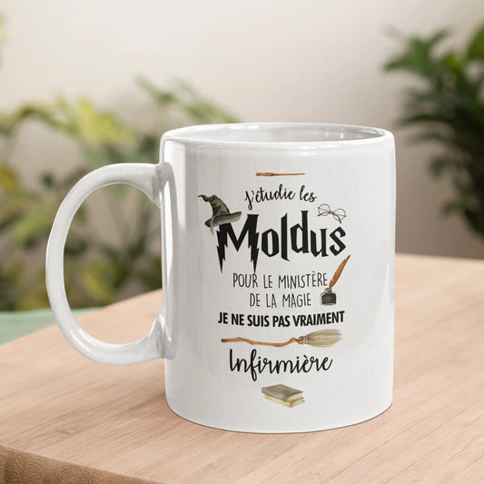 Mug céramique - J’étudie les moldus personnalisable avec le métier de votre choix - Blanc