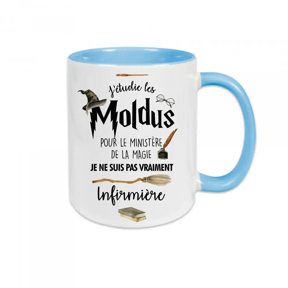 Mug céramique - J’étudie les moldus personnalisable avec le métier de votre choix - Bleu