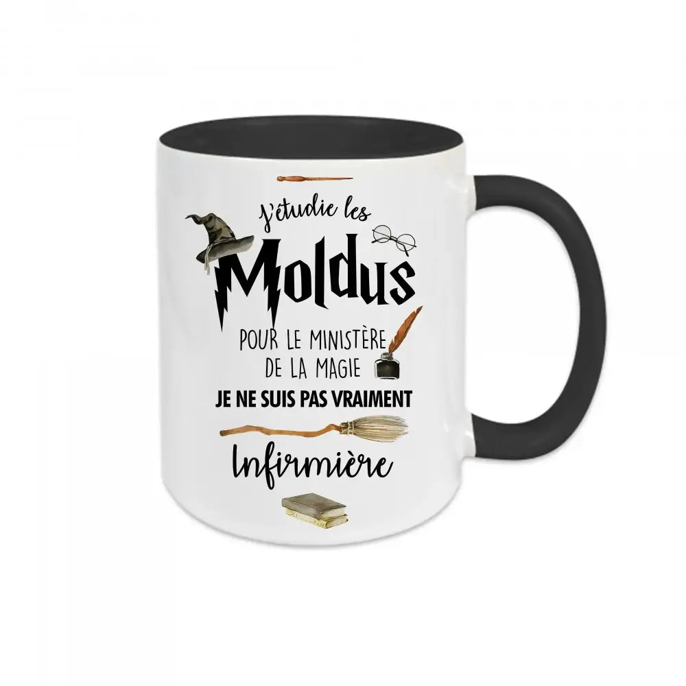 Mug céramique - J’étudie les moldus personnalisable avec le métier de votre choix - Noir