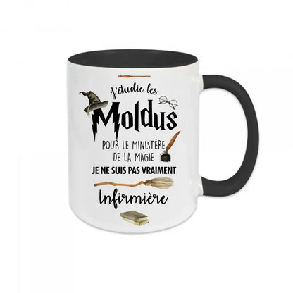 Mug céramique - J’étudie les moldus personnalisable avec le métier de votre choix - Noir