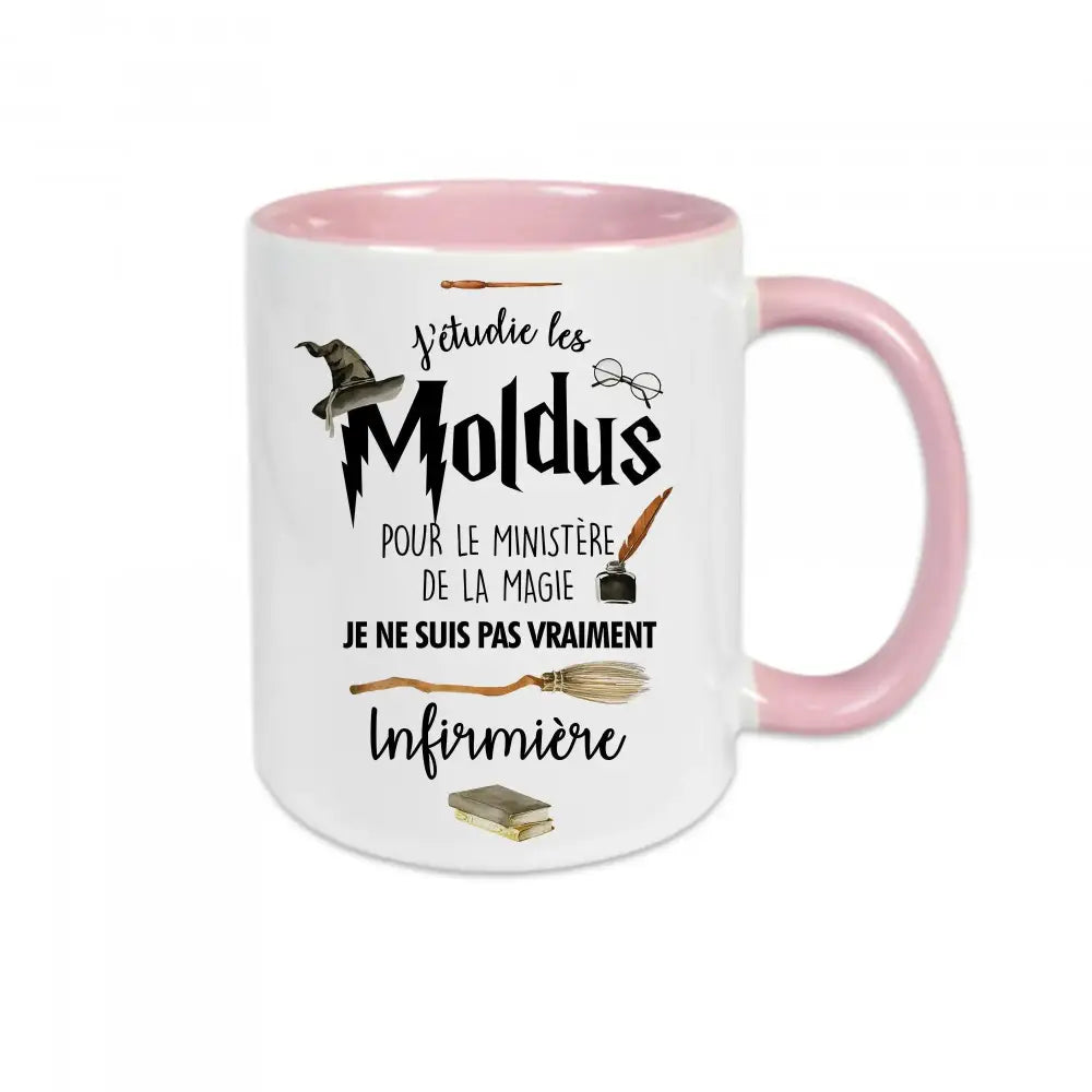 Mug céramique - J’étudie les moldus personnalisable avec le métier de votre choix - Rose