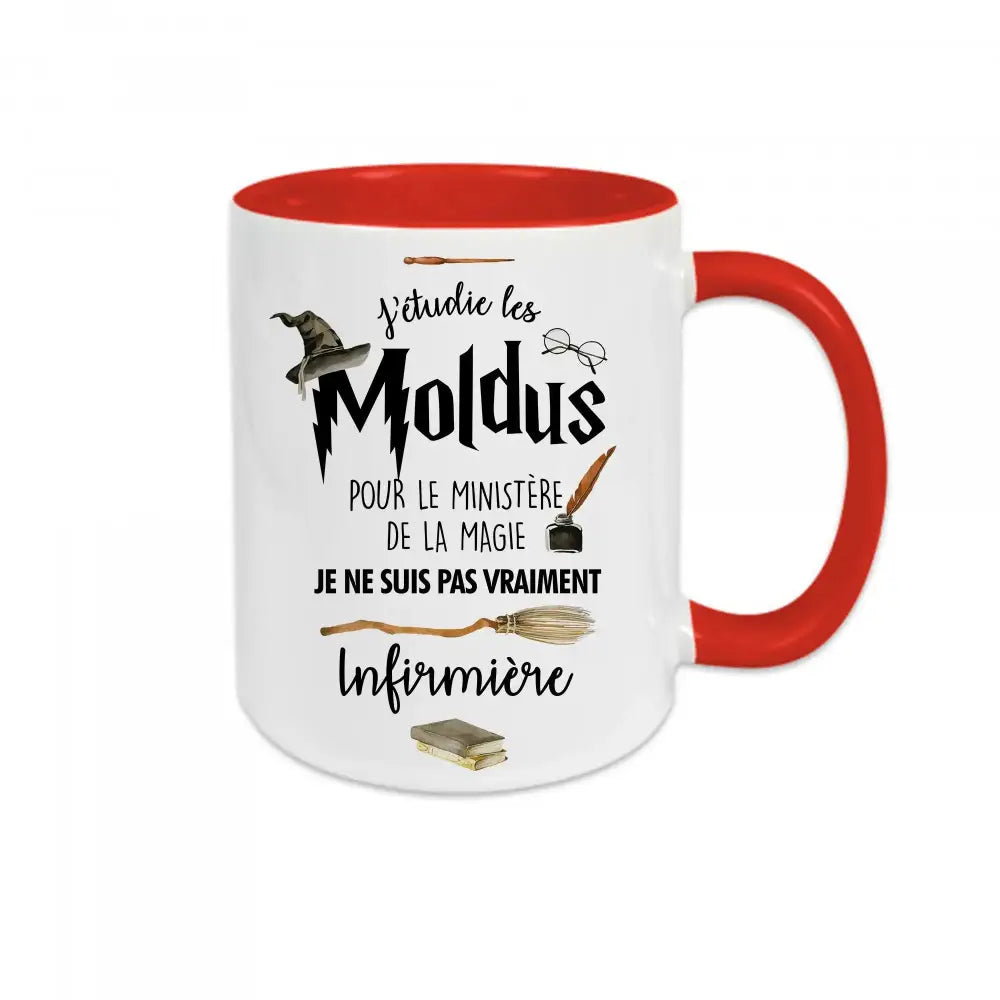 Mug céramique - J’étudie les moldus personnalisable avec le métier de votre choix - Rouge