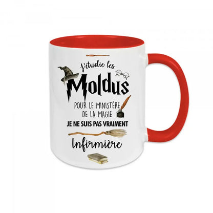 Mug céramique - J’étudie les moldus personnalisable avec le métier de votre choix - Rouge