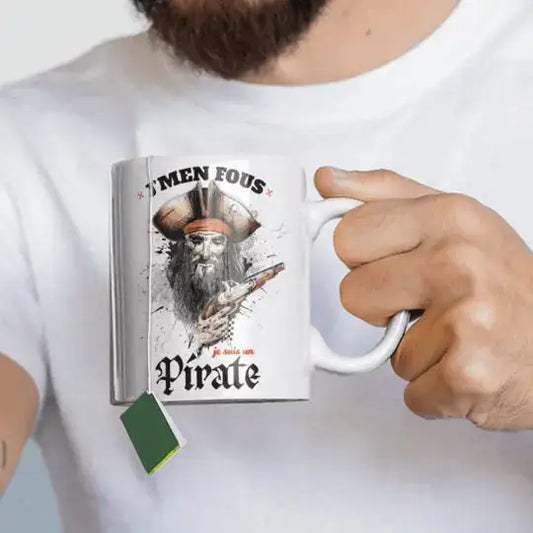 Mug céramique - J’men fous je suis un pirate - Blanc - Mugs