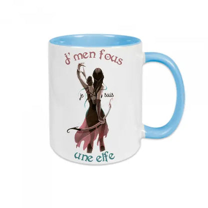 Mug céramique - J’men fous je suis une elfe - Bleu - Mugs