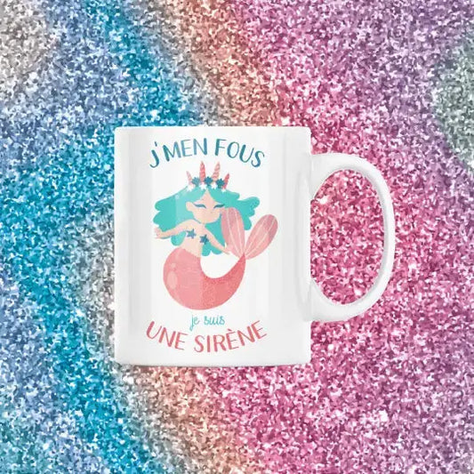 Mug céramique - J’men fous je suis une sirène - Blanc - Mugs