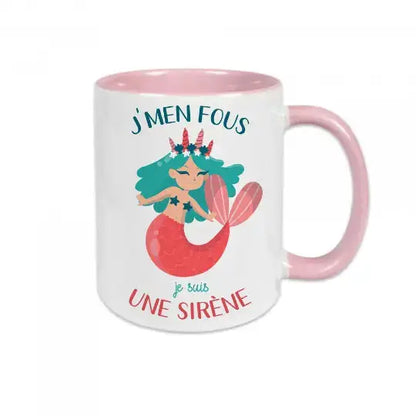 Mug céramique - J’men fous je suis une sirène - Rose - Mugs