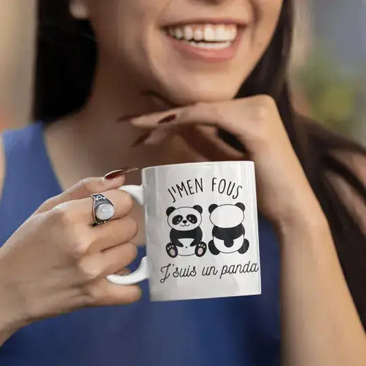 Mug céramique - J’men fous j’suis un panda - Blanc - Mugs