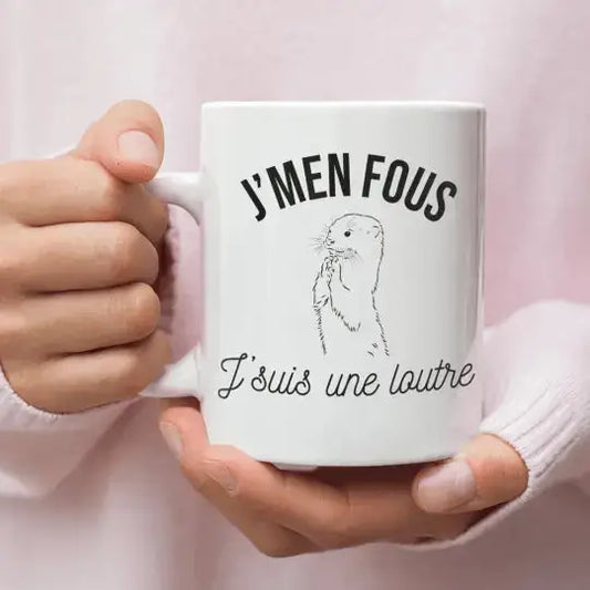 Mug céramique - J’men fous j’suis une loutre - Blanc