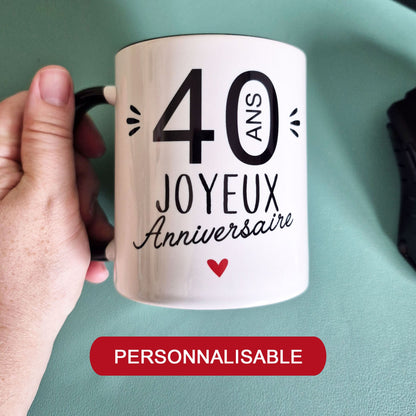 Mug céramique Joyeux Anniversaire années personnalisables