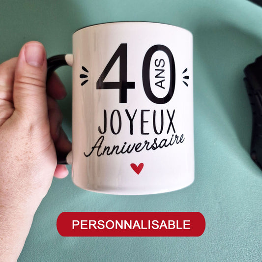 Mug céramique Joyeux Anniversaire années personnalisables