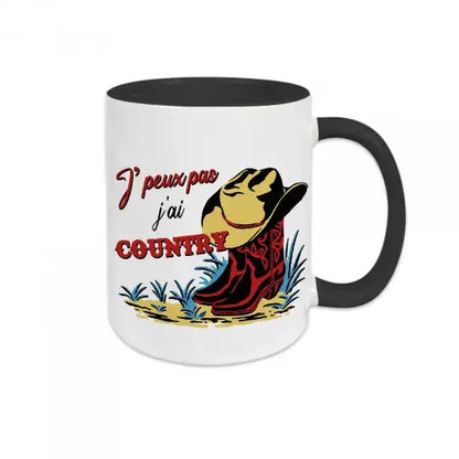 Mug céramique - J’peux pas j’ai country - Noir - Mugs