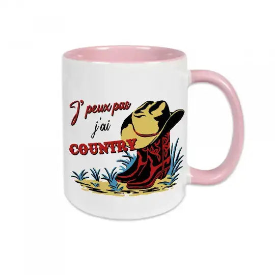 Mug céramique - J’peux pas j’ai country - Rose - Mugs