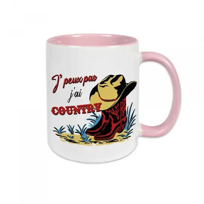 Mug céramique - J’peux pas j’ai country - Rose - Mugs