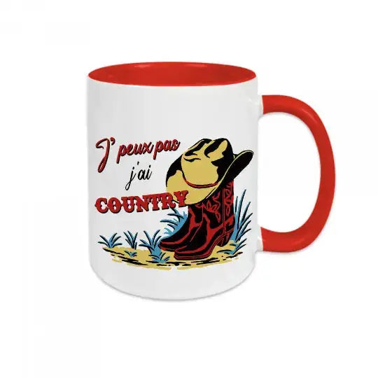 Mug céramique - J’peux pas j’ai country - Rouge - Mugs