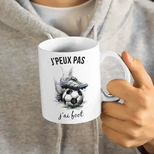 Mug céramique - J’peux pas j’ai foot - Blanc - Mugs
