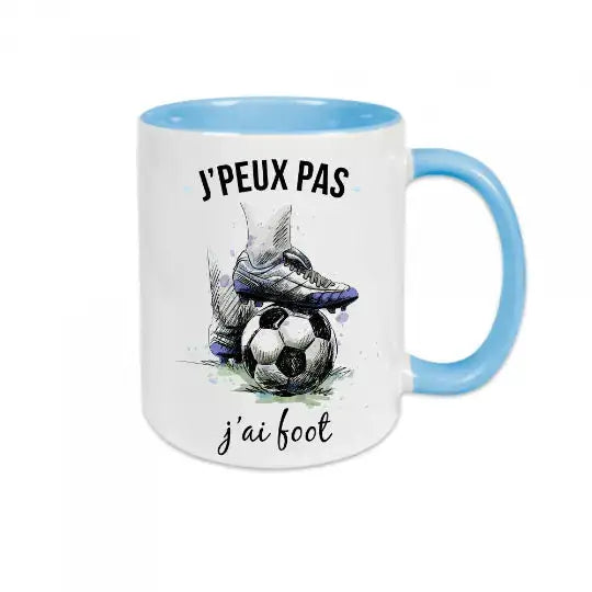 Mug céramique - J’peux pas j’ai foot - Bleu - Mugs