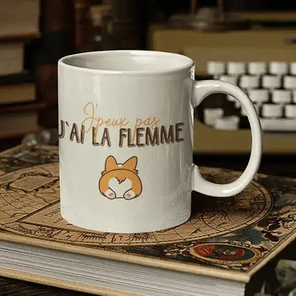 Mug céramique - J’peux pas j’ai la flemme - Blanc - Mugs