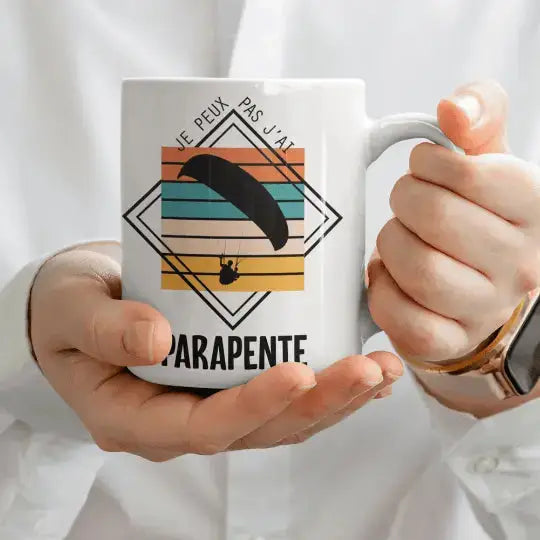 Mug céramique - J’peux pas j’ai parapente - Blanc - Mugs