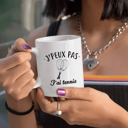 Mug céramique - J’peux pas j’ai tennis - Blanc - Mugs